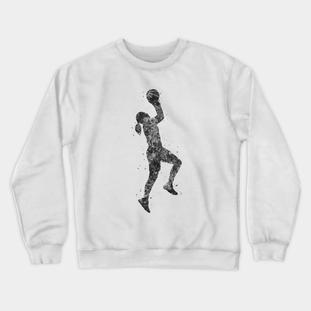 Basketball girl black and white Crewneck Sweatshirt by Yahya Art